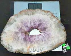 Graine Amethyst Geode Slice Extra Grande 13x10x1 Pièce D'affichage En Pierre Gemme Pourpre