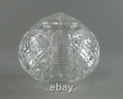 Grand Vintage Art Deco 2 Pièces Coupe Verre Cristal Globe Mushroom Lampe De Table