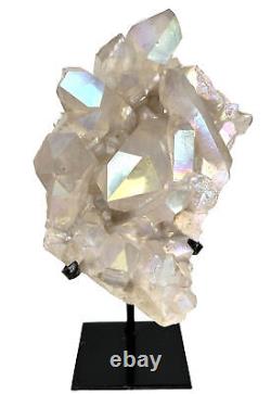 Grand amas de cristaux de quartz d'aura d'ange pour la guérison Reiki Décoration de bureau à domicile
