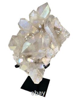 Grand amas de cristaux de quartz d'aura d'ange pour la guérison Reiki Décoration de bureau à domicile