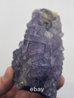 Groupe de Cristaux de Fluorite Cubique Violette ! Autonome et Double Face ! Voir