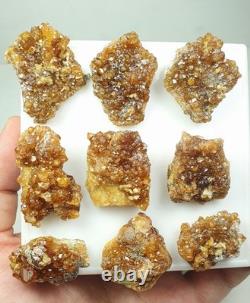 Groupe de grenats hessonites sur matrice avec éclat brillant (lot de 12 pièces)