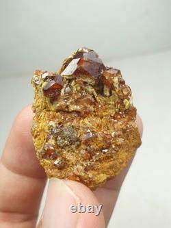 Groupe de grenats hessonites sur matrice avec éclat brillant (lot de 12 pièces)