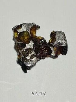 Imilac Pallasite Météorite 2,25 Grammes Olivine Tranche Cristalline, Une Belle Pièce