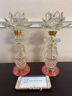 Lampe À Lotus En Cristal De Taïwan (2 Pièces)