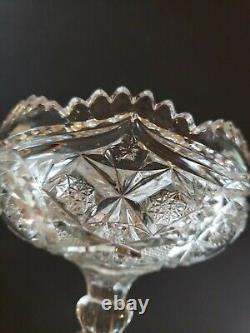Lead Crystal Compote Sawtooth Trim & Foot Excellent Vintage Rare Piece