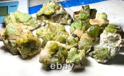 Lot de 15 spécimens de cristaux de péridot vert naturel provenant du Pakistan