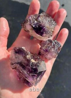 Lot de 3 pièces de cristaux d'améthyste Shaangan, cristaux d'améthyste Brandberg