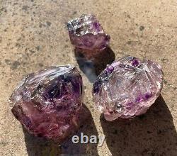 Lot de 3 pièces de cristaux d'améthyste Shaangan, cristaux d'améthyste Brandberg