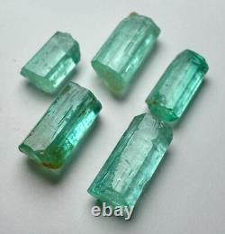 Lot de Cristaux Émeraude Verts Panjshir Top @AFG. 5 Pièces 8,8 Carats