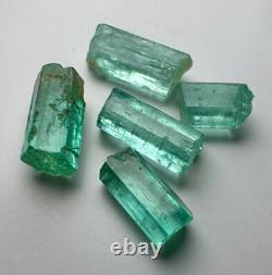 Lot de Cristaux Émeraude Verts Panjshir Top @AFG. 5 Pièces 8,8 Carats