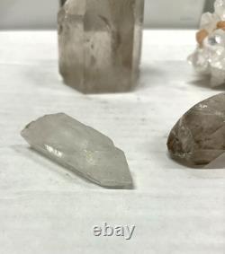 Lot de Cristaux Mixtes 9 Pièces Quartz Fumé Apophyllite Stilbite Point Fantôme Crys