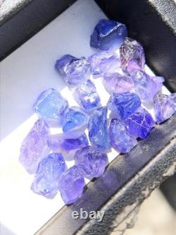 Lot de Cristaux de Tanzanite Naturels, 20 Pièces de Zoïsite Brut, Pléochroïsme, Tanzanie
