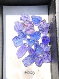 Lot de Cristaux de Tanzanite Naturels, 20 Pièces de Zoïsite Brut, Pléochroïsme, Tanzanie