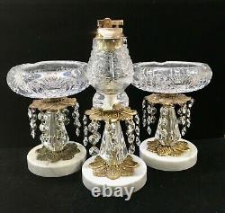 Mid-century Modern Hollywood Regency Cut Crystal Lighter/ Ashtray 3 Pièce