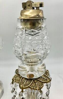 Mid-century Modern Hollywood Regency Cut Crystal Lighter/ Ashtray 3 Pièce
