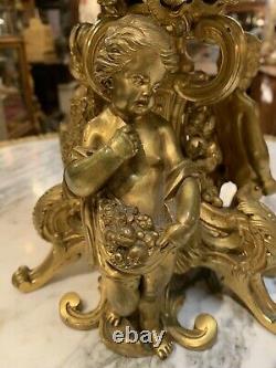 Période Originale Figural Gilded Bronze Crystal Center Pièce S. Picard 19c