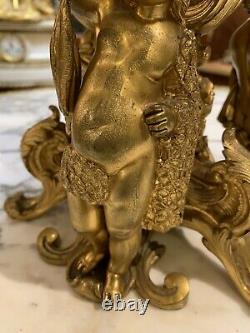Période Originale Figural Gilded Bronze Crystal Center Pièce S. Picard 19c