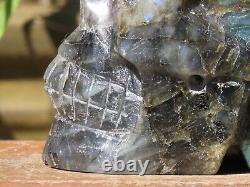 Pièce D'affichage En Cristal De Crâne De Labradorite Polie Sculptée À La Main