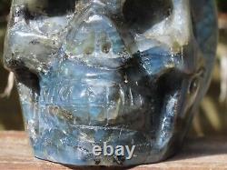 Pièce D'affichage En Cristal De Crâne De Labradorite Polie Sculptée À La Main