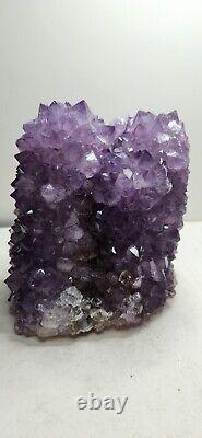 Pièce d'affichage en cristal de stalactite améthyste grandes cristaux jumeaux