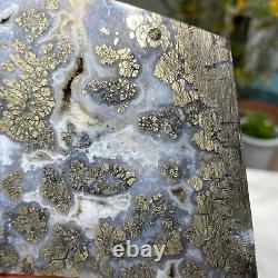 Pièce polie de cristal d'agate fleur de marcassite, nouvelle trouvaille, poids de 355g