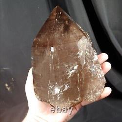 Pointe double terminée en quartz fumé extra large, pièce d'exposition statement