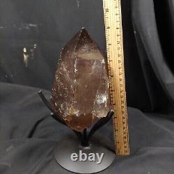 Pointe double terminée en quartz fumé extra large, pièce d'exposition statement