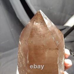 Pointe double terminée en quartz fumé extra large, pièce d'exposition statement