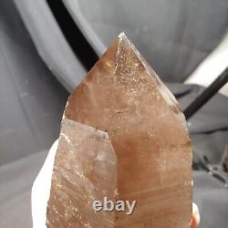 Pointe double terminée en quartz fumé extra large, pièce d'exposition statement