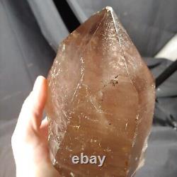 Pointe double terminée en quartz fumé extra large, pièce d'exposition statement