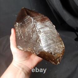 Pointe double terminée en quartz fumé extra large, pièce d'exposition statement