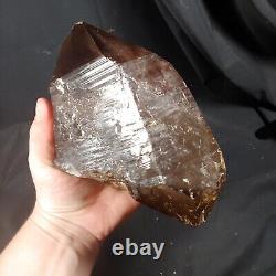 Pointe double terminée en quartz fumé extra large, pièce d'exposition statement