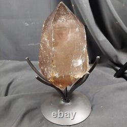 Pointe double terminée en quartz fumé extra large, pièce d'exposition statement