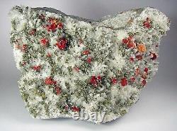 Realgar Crimson Red, Pyrite, Selenite - Clear Quartz Du Pérou. Pièce Maîtresse