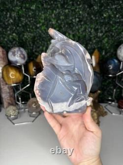 Sculptures de Cristal de Dragon en Agate Fleur, Pièce Déclaration