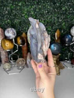 Sculptures de Cristal de Dragon en Agate Fleur, Pièce Déclaration