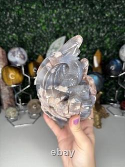 Sculptures de Cristal de Dragon en Agate Fleur, Pièce Déclaration