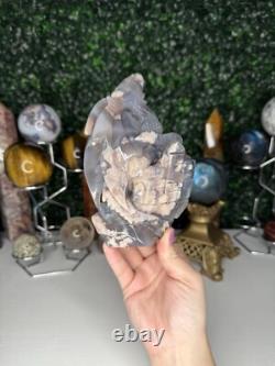 Sculptures de Cristal de Dragon en Agate Fleur, Pièce Déclaration