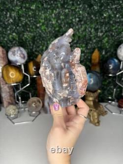 Sculptures de Cristal de Dragon en Agate Fleur, Pièce Déclaration