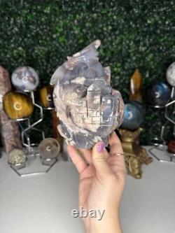 Sculptures de Cristal de Dragon en Agate Fleur, Pièce Déclaration