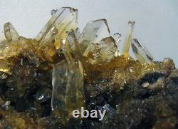 Selenite Twin Golden Crystals Éparpillés Sur Matrix Du Pérou. Pieces De Maître