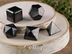 Shungite Platonicienne Solides 5 Pièces Géométrie Sacrée Crystal Set De Guérison E0307