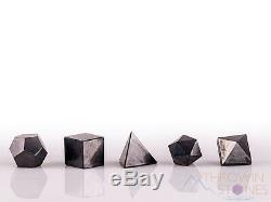 Shungite Platonicienne Solides 5 Pièces Géométrie Sacrée Crystal Set De Guérison E0307