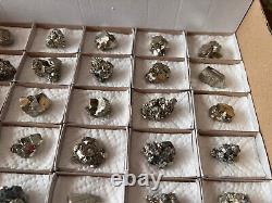 Spécimens minéraux bulgares Lot de 36 pièces de pyrite de 21 à 32 mm