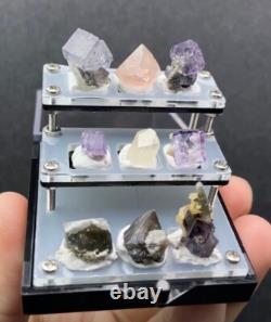 Spécimens naturels et uniques de fluorite et d'autres minéraux 9 pièces