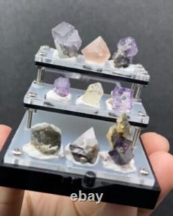 Spécimens naturels et uniques de fluorite et d'autres minéraux 9 pièces