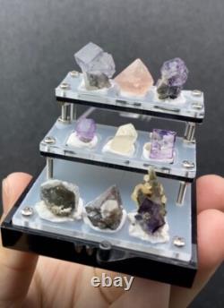 Spécimens naturels et uniques de fluorite et d'autres minéraux 9 pièces