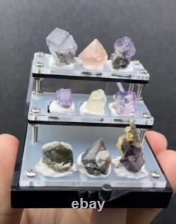Spécimens naturels et uniques de fluorite et d'autres minéraux 9 pièces