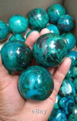 Sphère / Boule Coeur Oeuf De Malachite Chrysocolla 58 Morceaux 9.620 Grammes Du Pérou